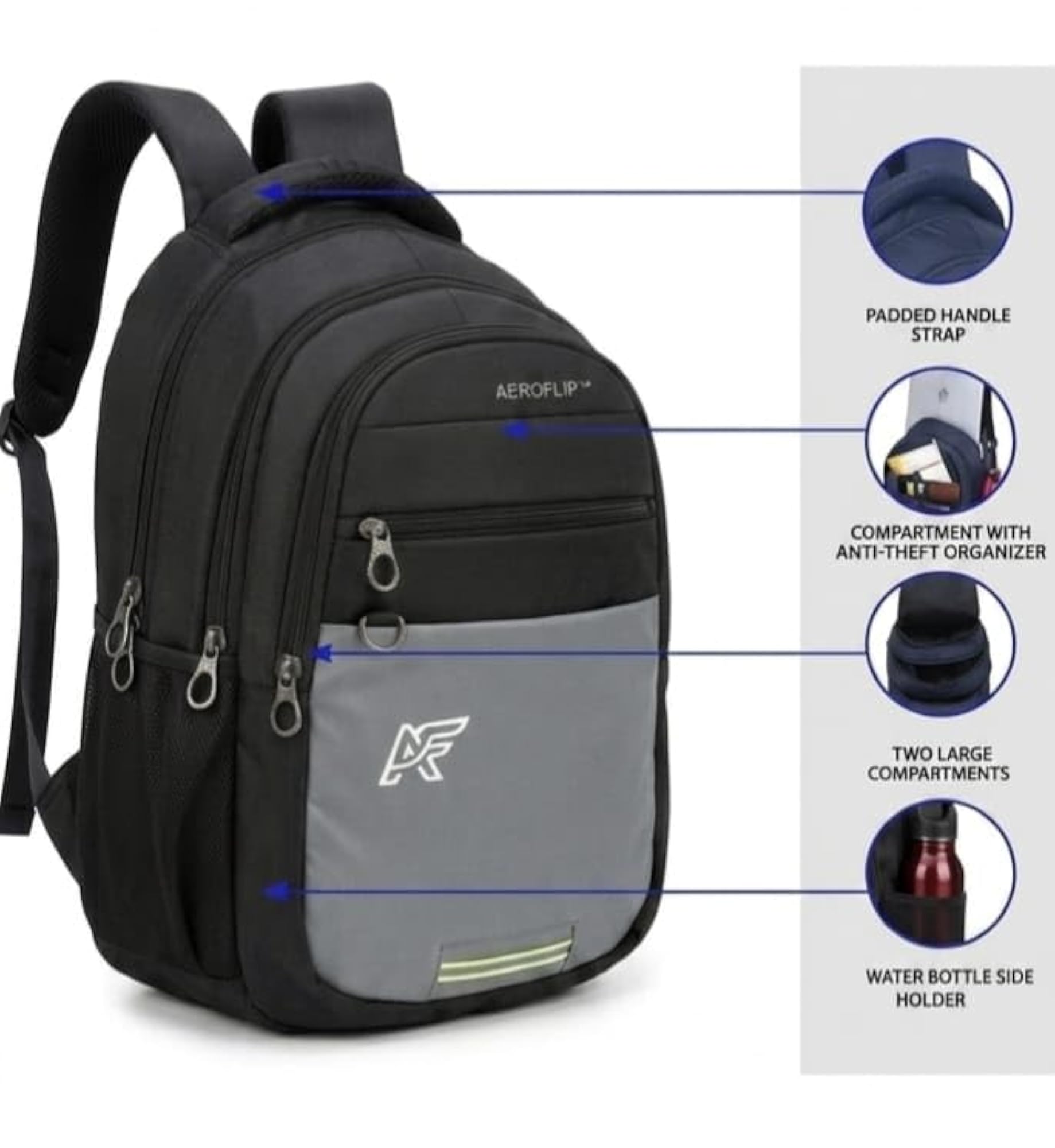 Unisex Laptop Backpack with Padded Laptop Sleeve, Multi-Compartment